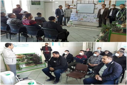 برگزاری کلاس آموزشی آشنایی با کاربرد کود های ریز مغذی و اسید آمینه طرح جهش تولید در دیمزارها در مرکز خدمات جهاد کشاورزی اقبال لاهوری از توابع  شهرستان قزوین