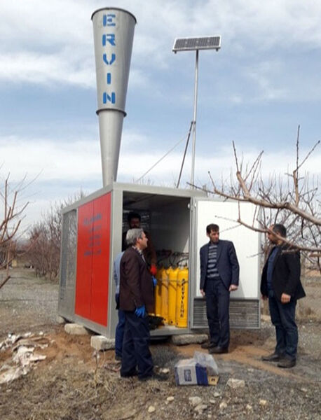 نصب و راه اندازی 4 دستگاه تگرگپران (ضد تگرگ )در باغات شهرستان شبستر