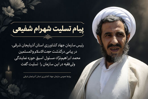 پیام تسلیت رئیس سازمان جهاد کشاورزی آذربایجان شرقی در پی درگذشت حجت‌الاسلام والمسلمین محمد ابراهیم‌نژاد