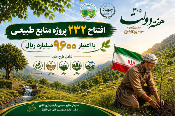 افتتاح ۲۳۲ پروژه منابع طبیعی با اعتبار ۹ هزار و ۶۰۰ میلیارد ریال در هفته دولت