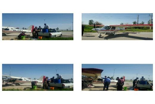 سمپاشی هوایی بیماری زنگ زرد در مزارع شهرستانهای مهران و دهلران