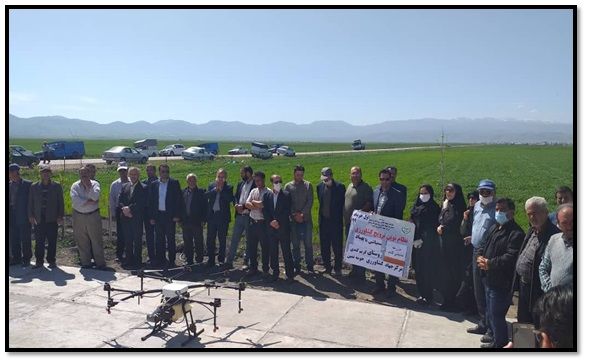 عملیات سمپاشی بیش از 10 هکتار از مزارع غلات شهرستان نمین توسط پهپاد