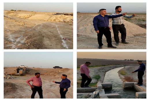 جلوگیری از هدر رفت آب  با احداث کانال آبیاری در آغاجاری