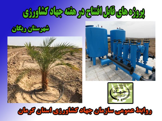 یک طرح آب و خاک در شهرستان ریگان در هفته جهاد کشاورزی به بهره برداری می رسد.