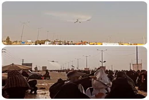 آب و گلاب پاشی زائرین ابا عبدالله الحسین (ع) توسط شرکت خدمات هواپیمایی ویژه 