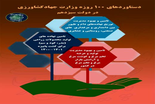 دستاوردهای 100 روزه وزارت جهاد کشاورزی در دولت سیزدهم