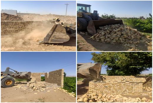 قلع و قمع ۱۲ بنای غیرمجاز در اراضی کشاورزی شهرستان بوئین زهرا