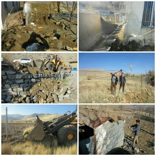 قلع و قمع 10 بنای غیر مجاز در اراضی زراعی بخش موچش شهرستان کامیاران 