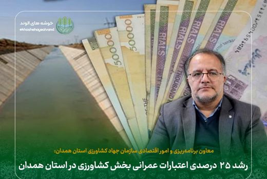 رشد ۲۵ درصدی اعتبارات عمرانی بخش کشاورزی در استان همدان