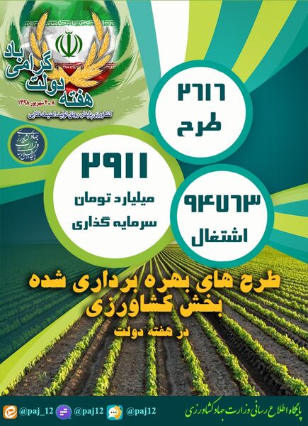 طرح‌های بهره‌برداری شده بخش کشاورزی در هفته دولت